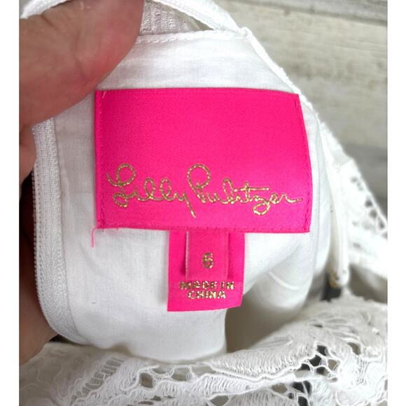 Lilly Pulitzer Women’s 6 White Lace Cotton Lined Sleeveless Mini Shift Dress NEW - Picture 5 of 10